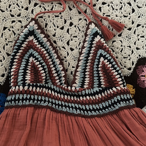 Lucky Brand handcrafted crochet halter sundress - Picture 2 of 12